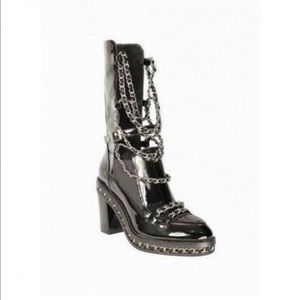 Black Chain Biker Ankle Boots